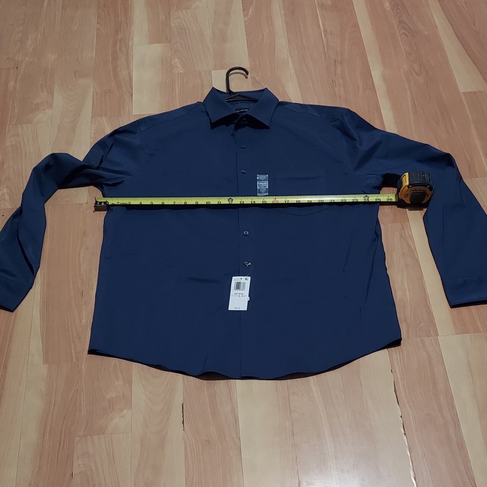 Van Heusen Long Sleeve Button Down Shirt Slate Blue Mens Size XL Slim Stretch - Picture 2 of 7